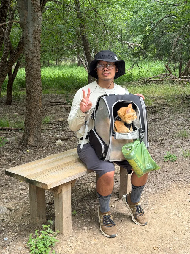 Mark sitting on Backless on Leon Creek
