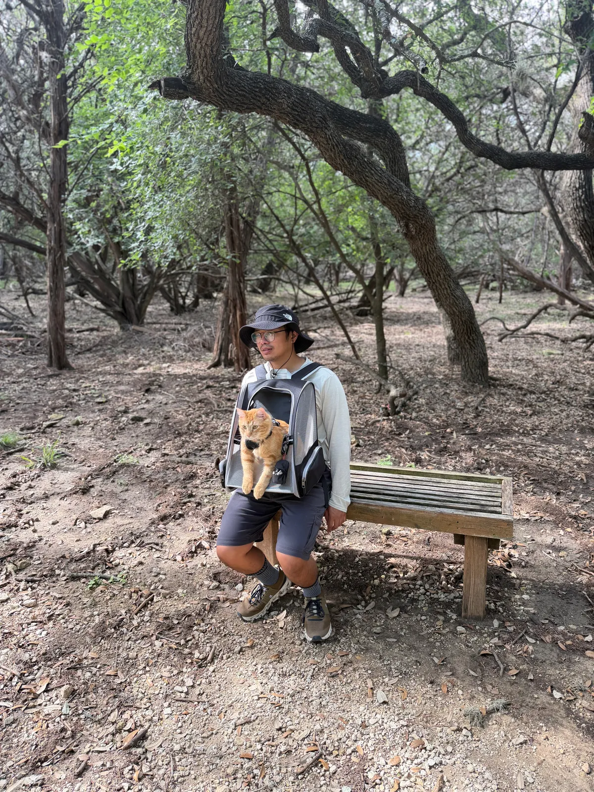 Mark sitting on The Leaning Oak