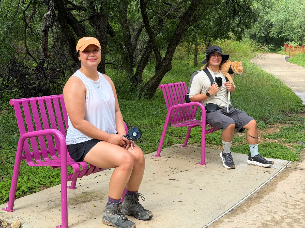 Mark sitting on The Pink Twins